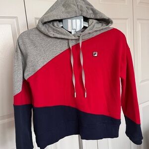 FILA Hoodie in Red, Gray & Navy xs